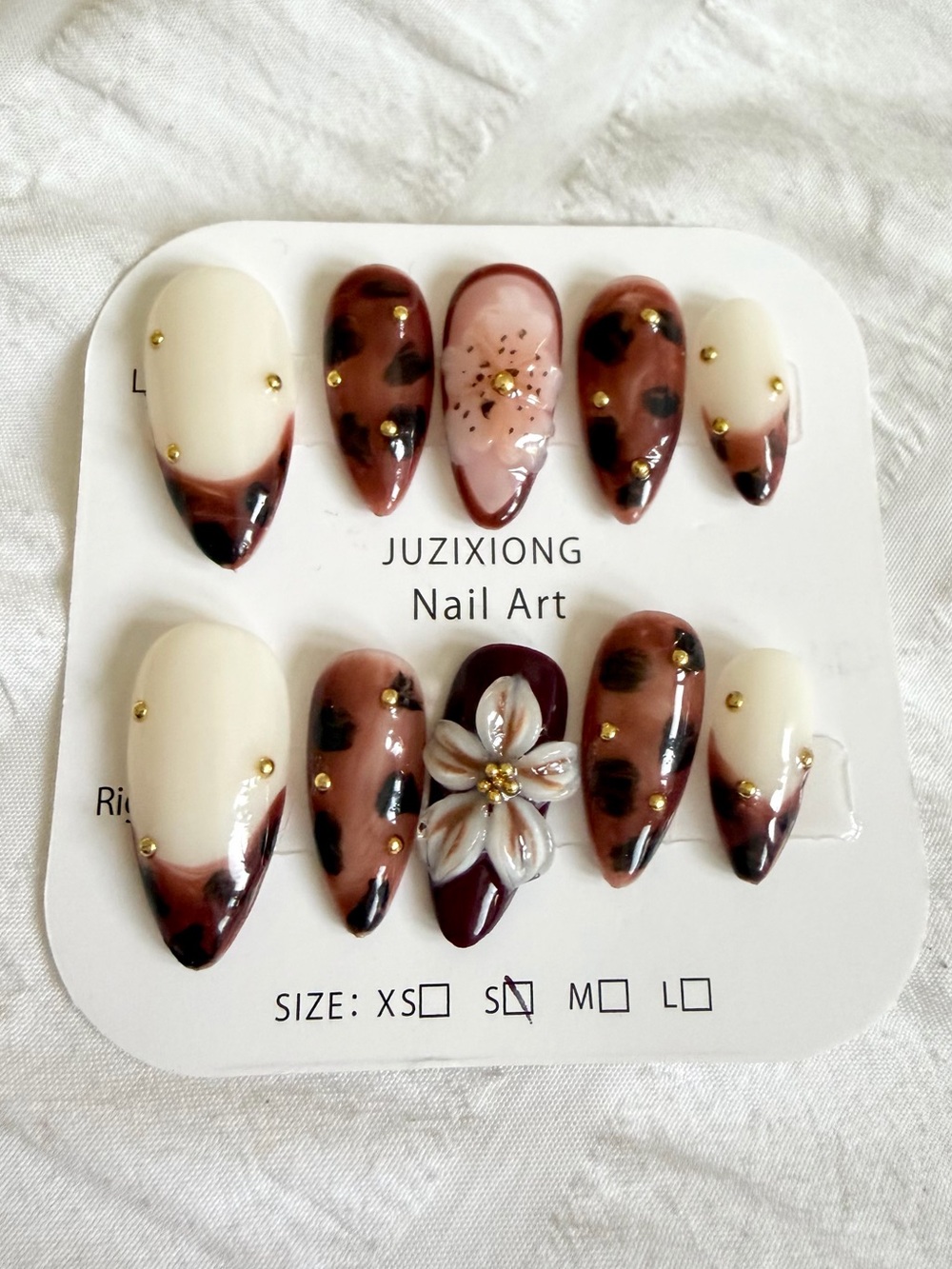 Brown & Cream Leopard Press-On Nail Set
